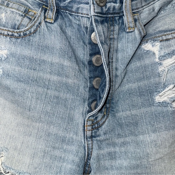 American Eagle Outfitters Light Blue Distressed Jean Shorts - Picture 3 of 7